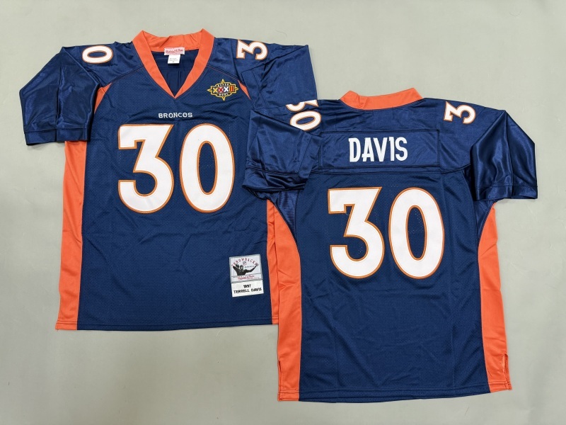 Men 2025 Denver Broncos #30 Davis blue Throwback Limited NFL Jersey style 001->denver broncos->NFL Jersey